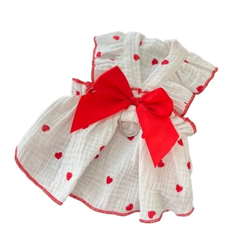 Hunde-Erdbeer-Kleid, Sommerkleidung, luxuriöser Hunderock, Haustier-Hundebekleidung, Schleife, Hosenträger für Chihuahua, Bichon, Mädchen, Hundekostüm (Rot, Weiß, M) von GOFDASY