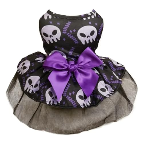 Hunde-Prinzessinnenkleid, Halloween, lustiges Welpenkostüm, Weihnachten, Haustierkleid, niedliche Katze, Hochzeitsrock, Chihuahua, Hundekleidung (weißer Totenkopf, S) von GOFDASY