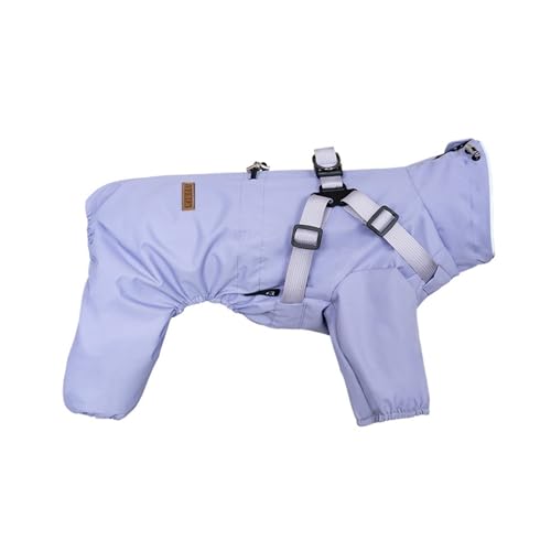 Hunde-Regenmantel mit Geschirr, wasserdicht, Haustier-Regenjacke für kleine Hunde, verstellbar, reflektierend, mit 4 Beinen, Lila, Größe 3XL von GOFDASY