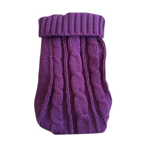 Hunde-Winterkleidung, gestrickt, passend für kleine und mittelgroße Hunde, Chihuahua, Welpen, Haustierpullover, Yorkshire, reiner Hundepullover (lila, S (6) 1–2 kg von GOFDASY