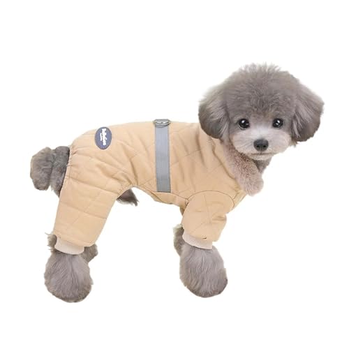 Hundeoverall mit Pelzkragen, Winterkleidung, passend für kleine Hunde, Welpen, Overall, Chihuahua-Jacke, Pudel, Kostüme, Haustiermäntel (Khaki, M) von GOFDASY