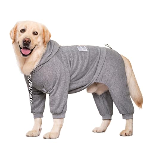 Kapuzenpullover für große Hunde, für Herbst und Winter, sportlich, warmer Mantel, Fleece, reflektierend, Haustier-Overall für große Hunde, Labrador-Kostüm (Grau, 30) von GOFDASY