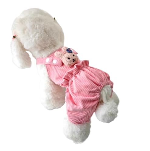 Niedlicher Hunde-Overall, Hundekleidung, rosa und gelb, mit Riemen, Jumpsuits für Chihuahua, Haustier-Overall, Schlafanzug für kleine und mittelgroße Hunde (einfarbig, XL) von GOFDASY