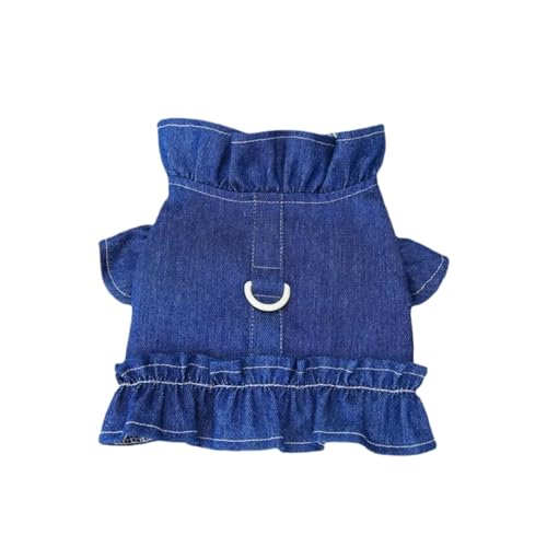 Sommer-Hundegeschirr für Welpen, Katzen, Denim-Weste für kleine und mittelgroße Hunde, Jeansrock, Chihuahua, Teddy, Yorkies, Kleider, Haustierkostüme (Dunkelblau, XL) von GOFDASY