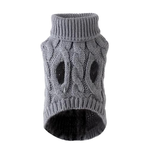 Warmer Winterpullover mit Rollkragen, Strickkleidung für kleine und mittelgroße Hunde, Kätzchen, Chihuahua, Bulldoggenmantel (Schwarz, 19 mm, L) von GOFDASY