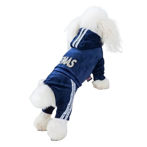 Welpen-Kleidung, Fleece-Hunde-Kapuzenpullover für kleine Hunde, Sweatshirt, Yorkie-Teddy, Overall, Outfit, Winter, warme Haustierkleidung (Blau, XL) von GOFDASY