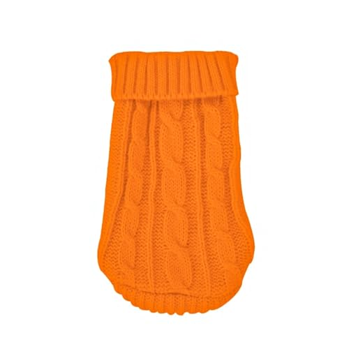 Winter-Hundepullover, klassische Haustierkleidung, passend für kleine Hunde, Welpen, Katzen, Strickpullover, Dackel, Kleidung, Chihuahua, Schnauzer-Kostüme (Orange, XS (6), 1–2 kg von GOFDASY