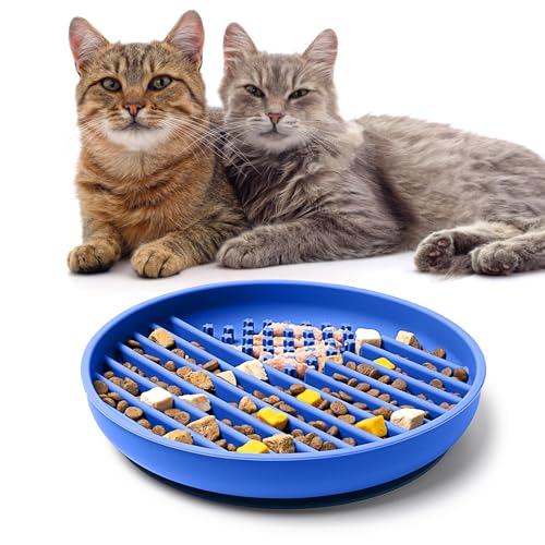 Slow Feeder Katzennäpfe aus Silikon, mit Saugnäpfen für kleine, mittelgroße Rassen, rutschfeste Futternäpfe für Katzen, verlangsamen die Fressgeschwindigkeit, Angstlinderung und Spaß hinzugefügt von GOGODOGYA