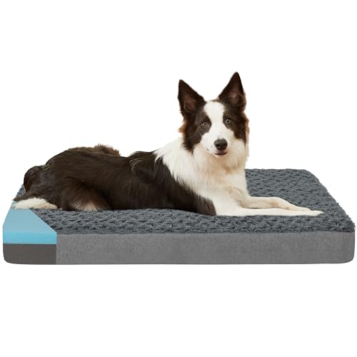 GOHOO PET Orthopädisches Memory-Foam-Bett für große Hunde, wasserdicht, kühlende Haustiermatten für die Box mit abnehmbarem, waschbarem Bezug, ideal für arthritische Hunde (groß plus 91,4 x 68,6 x 7,6 von GOHOO PET