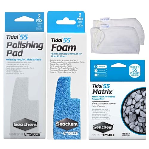 Gokul Brands Tidal 55 Filter-Wartungs- und Ersatzfiltermedien-Set, einschließlich Gokul Brands Aquarium-Filtermedienbeutel (Tidal 55 Polierpads, 55 Schaumstoff-Filterschwamm, 55 Matrix Bio-Medien) von GOKUL BRANDS