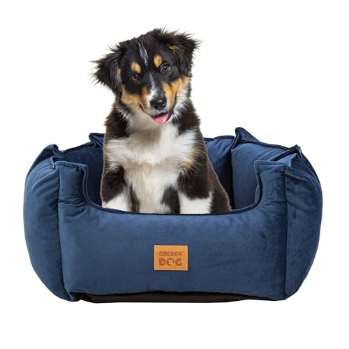 GOLDEN DOG Hundebett Katzenbett Hundekorb Größe M KRONENSAMT LUX Velvet Blau von GOLDEN DOG