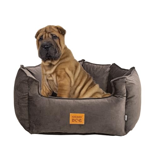 GOLDEN DOG Hundebett Katzenbett Hundekorb Größe M KRONENSAMT LUX Velvet Grau von GOLDEN DOG