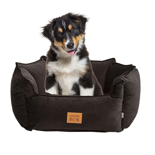 GOLDEN DOG Hundebett Katzenbett Hundekorb Größe S KRONENSAMT LUX Velvet Schwarz von GOLDEN DOG