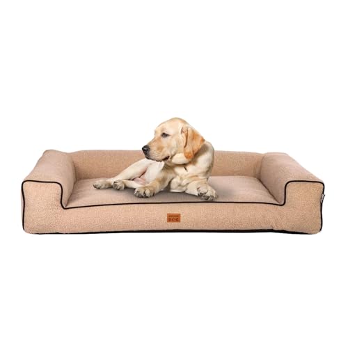 GoldenDog Large Hundebett, großes waschbares Katzenbett, Hundekissen mit Dicker Bucle-Stoffstruktur, kratzfestes Schaumstoff-Hundebett, L von GOLDEN DOG