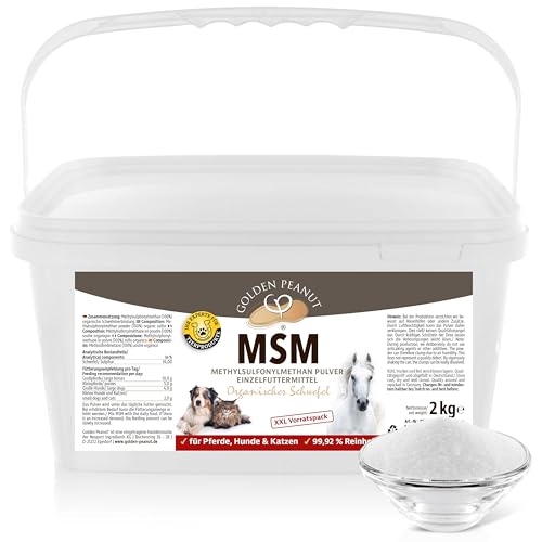 GOLDEN PEANUT MSM Methylsulfonylmethan Pulver 2 kg für Tiere, Reinheitsgrad 99,92%, organische Schwefelverbindung, ohne Rieselhilfen von GOLDEN PEANUT