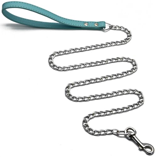 Goliton Hunde Haustier Hundekette Halsband mit PU Griff Leine Hundeleine Safetyleash Sicherheit Leine (Blau) von GOLITON