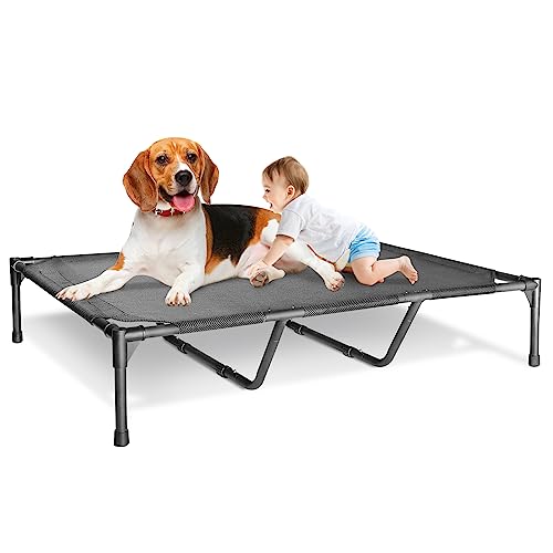 GOLOPET Großes erhöhtes Hundebett für den Außenbereich, 124,5 x 83,8 x 22,9 cm, erhöhtes Hundebett, Sommer, wasserdicht, atmungsaktives Teslin-Netzgewebe, langlebig, rutschfest, tragbares von GOLOPET