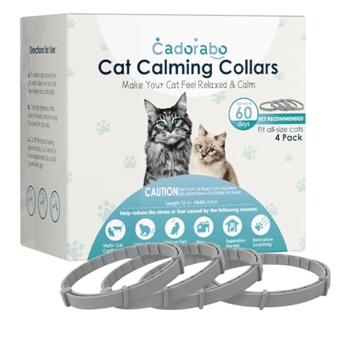 GOLRISEN Beruhigendes Katzenhalsband für Katzen, 4 Packungen, Pheromon-Halsband, effiziente Linderung, reduziert Angstzustände, Stress, Pheromone, beruhigend, entspannend, bequem, langlebig, 60 Tage, von GOLRISEN