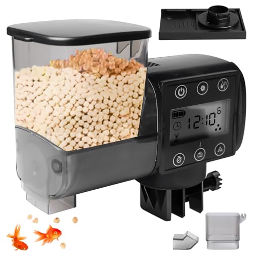 Futterautomat Aquarium, 250ml Automatischer Futterspender Fische für Aquarium mit Batteriebetrieben, Fische Fischfutterautomat mit Futterbehälter Fischfutter für Urlaub Goldfische schildkröten von GOMETY