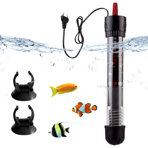 GOMETY 100W Heizstab Aquarium, 50L-80L Aquarium Heizstab, Einstellbar Aquariumheizer, Aquarium Heizung mit Thermostat Regelheizer für Fischtanks und Aquarium (20-34°C) (100W) von GOMETY