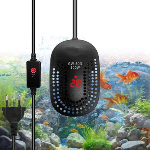 GOMETY Aquarium Heizstab, 100W Mini justierbare Aquarium Heizung mit Externem Controller und Intelligente Digitale Temperaturanzeige Fish Tank Heizung für 50-120L Kleines Aquarium von GOMETY