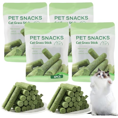 Katzengras Snack, 120g Gefriergetrocknet Snacks für Katzen, Katzengras Sticks für Katzen für die Zahnpflege und Haarknäuel Entfernen, Katzenminze, Beißstab aus katzengras von GOMETY