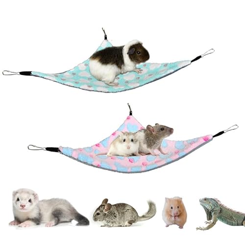 GOMIBABY 2 Stück Hängende Eckhängematte mit Haken für Frettchen, Ratten, Meerschweinchen, Chinchillas, Hamster, Igel und andere Kleintiere. von GOMIBABY