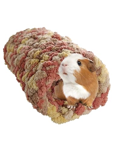 Handgefertigter weicher Plüsch-Fleece-Häkel-Meerschweinchen-Bett und Tunnelversteck Kleintier-Kuscheltunnel für Heckenschweine, Ratten, Haustierliebhaber, Geschenkidee. von GOMIBABY