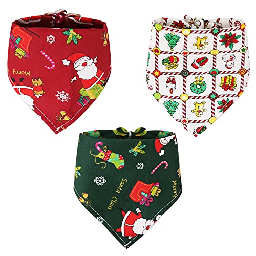 3 Stück Hundehalstuch Weihnachten Haustier Schal Dreieckstuch Lätzchen Kopftuch Set Urlaub Katze Bandana Haustier Dekoration für kleine mittlere große Hunde Katzen Haustiere von GONDMAX