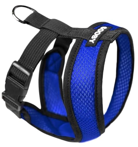 GOOBY - Comfort X Head-In Harness, Choke Free Small Dog Harness with Micro Suede Trimming and Patented X Frame, Blue, Small von GOOBY