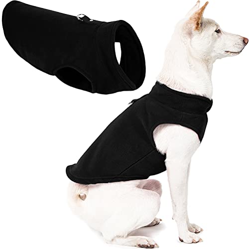 Gooby Fleeceweste Hundepullover – Schwarz, X-Small – warme Pullover Fleece Hundejacke mit O-Ring Leine – Winter kleine Hunde Pullover Mantel – kaltes Wetter Hundekleidung für kleine Hunde Jungen oder Mädchen von GOOBY