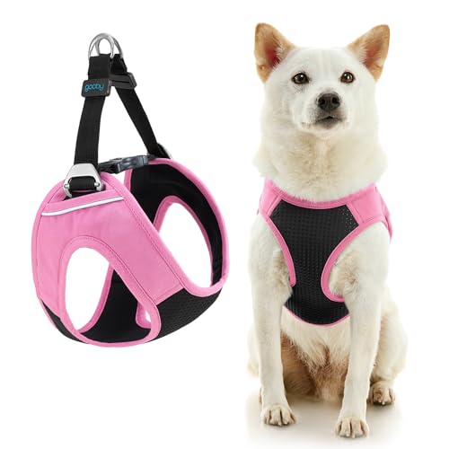 Gooby Escape Free Easy Fit Plus Geschirr – Flamingo Pink, Größe M – sicheres und ausbruchfreies Hundegeschirr für kleine Hunde und mittelgroße Hunde von GOOBY