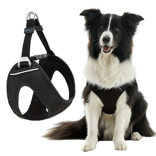 Gooby Escape Free Easy Fit Plus Geschirr – Las Vegas Schwarz, Größe L – sicheres und ausbruchfreies Hundegeschirr für kleine Hunde und mittelgroße Hunde von GOOBY