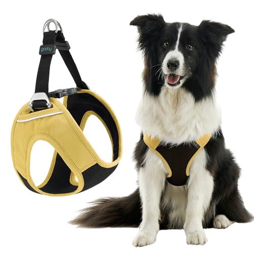 Gooby Escape Free Easy Fit Plus Geschirr – Miami Gelb, Größe L – sicheres und ausbruchfreies Hundegeschirr für kleine Hunde und mittelgroße Hunde von GOOBY