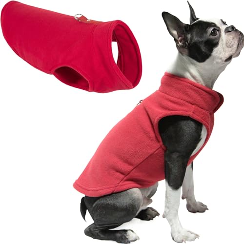 Gooby Fleece-Weste, Hundepullover, Größe XS, Warmer Pullover, Fleece-Hundejacke mit O-Ring-Leine, Winterpullover für kleine Hunde, für kleine Hunde, Jungen oder Mädchen, Rot von GOOBY