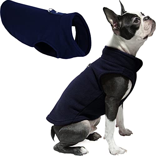 Gooby Fleece-Weste, Hundepullover – Marineblau, Größe XL, Warmer Pullover, Fleece-Hundejacke mit O-Ring-Leine, Winterpullover für kleine Hunde, Jungen oder Mädchen von GOOBY