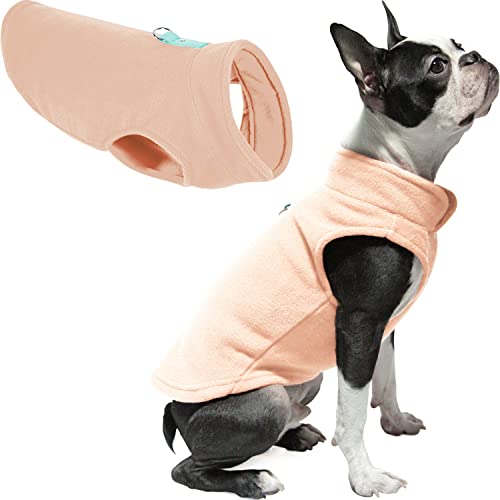 Gooby Fleece-Weste, Hundepullover – Pfirsich, Größe XS, Warmer Pullover, Fleece-Hundejacke mit O-Ring-Leine, Winterpullover für kleine Hunde, Jungen oder Mädchen von GOOBY