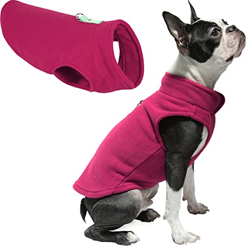 Gooby Fleece-Weste, Hundepullover – Fuchsia, Größe L, Warmer Pullover, Fleece-Hundejacke mit O-Ring-Leine, Wintermantel für kleine Hunde, Jungen oder Mädchen von GOOBY