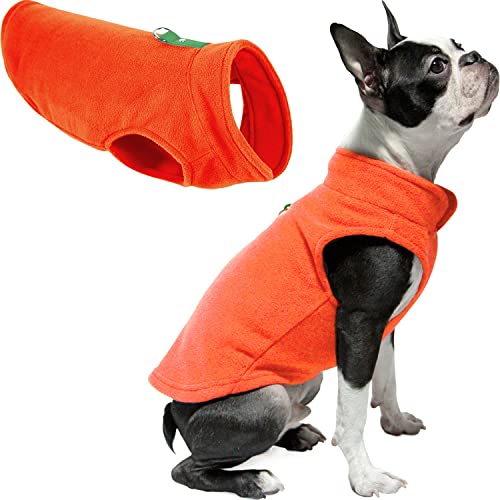 Gooby Fleece-Weste, Hundepullover – Kürbis, Größe M, Warmer Pullover, Fleece-Hundejacke mit O-Ring-Leine, Wintermantel für kleine Hunde, Jungen oder Mädchen von GOOBY