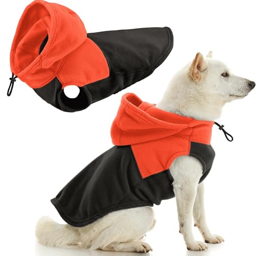 Gooby Fleece-Weste, zweifarbig, Schwarz, Größe M, weicher Fleece-Hoodie mit strapazierfähigem und praktischem Metallring für die Leine – stilvoller zweifarbiger Hunde-Kapuzenpullover – Hundekleidung von GOOBY