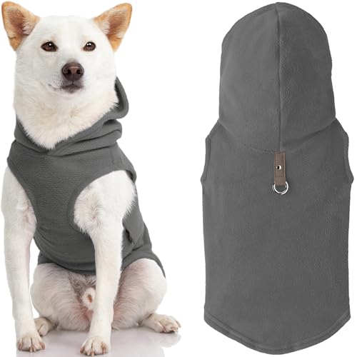 Gooby Every Day Fleece-Hundeweste für kaltes Wetter, mit Kapuze für kleine Hunde, Größe XS, Grau von GOOBY