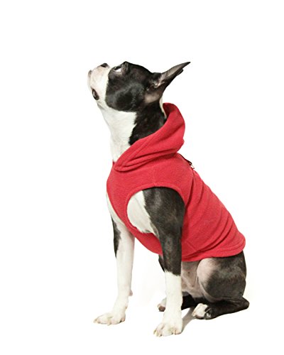 Gooby Every Day Fleece-Weste für kaltes Wetter, mit Kapuze für kleine Hunde, Größe L, Rot von GOOBY