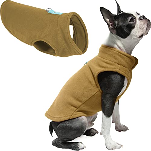 Gooby Fleece-Weste, Hundepullover – Ton, Größe M, Warmer Pullover, Fleece-Hundejacke mit O-Ring-Leine, Winterpullover für kleine Hunde, Jungen oder Mädchen von GOOBY