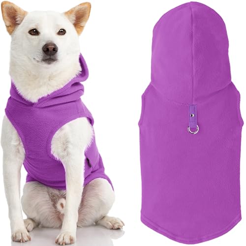 Gooby Every Day Fleece-Weste für kaltes Wetter, mit Kapuze für kleine Hunde, Größe M, Violett von GOOBY