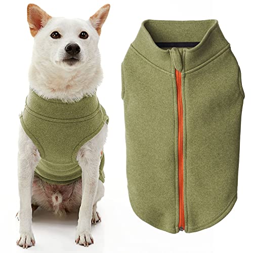 Gooby Hundepullover aus Mikrofaser-Fleece, mit Reißverschluss, Grün, Größe L, warm, doppellagig, weiches Mikrofaser-Fleece, Step-in-Hundejacke ohne Ringleine – Winter-Hundepullover für kleine Hunde von GOOBY