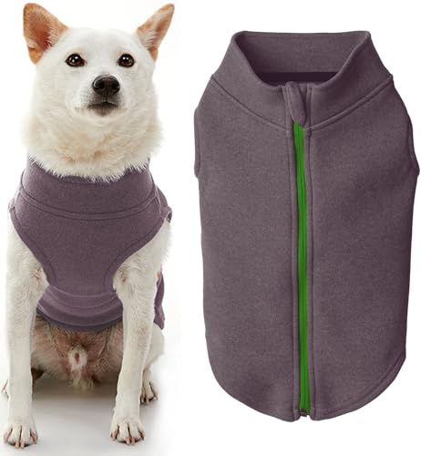 Gooby Hundepullover aus Mikrofaser-Fleece, mit Reißverschluss, Lila, Größe S, warm, doppellagig, weiches Mikrofaser-Fleece, Step-in-Hundejacke ohne Ringleine – Winter-Hundepullover für kleine Hunde von GOOBY