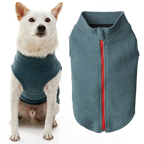 Gooby Hundepullover aus Mikrofaser-Fleece mit Reißverschluss, Größe L, warm, doppellagig, Mikrofaser-Fleece, zum Hineinsteigen, ohne Ringleine, Winter-Hundepullover für kleine Hunde und mittelgroße von GOOBY