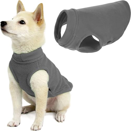 Gooby Hundepullover aus Stretch-Fleece, Grau, Größe M, Warmer Pullover für kleine Hunde und Jungen von GOOBY