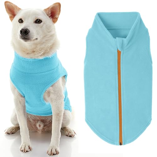 Gooby Hundepullover mit Reißverschluss, Fleece, Türkis, Größe XXL – Warmer Pullover aus Fleece, Step-In Hundejacke ohne Ring-Leine – Winterpullover für kleine Hunde Jungen und Medium von GOOBY