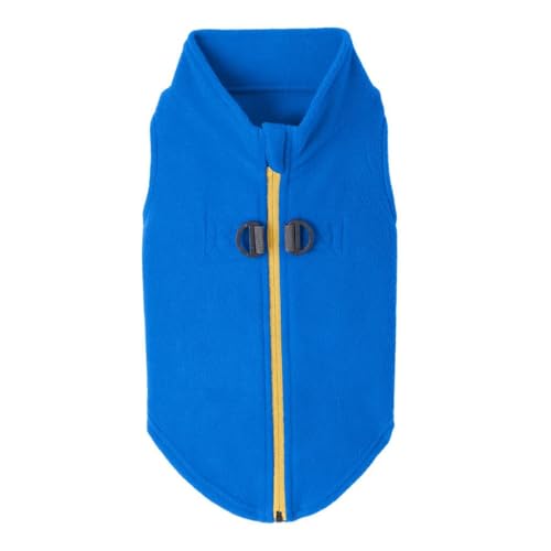 Gooby Fleece-Hundepullover mit Reißverschluss – Blau, Größe S – warme Fleece-Hundejacke zum Hineintreten mit Doppel-D-Ring für Leine – Winterpullover für kleine Hunde – Hundekleidung für kleine Hunde, von GOOBY